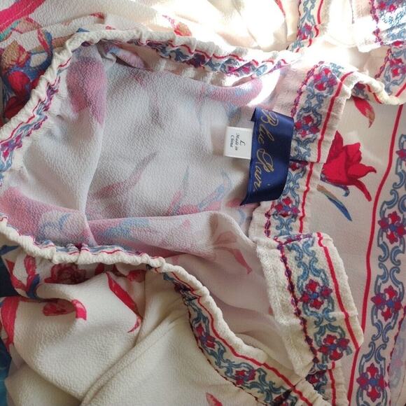 Women's Boho Top Floral Blouse Open Shoulder Bohemian Embroidered Size L - Picture 6 of 8